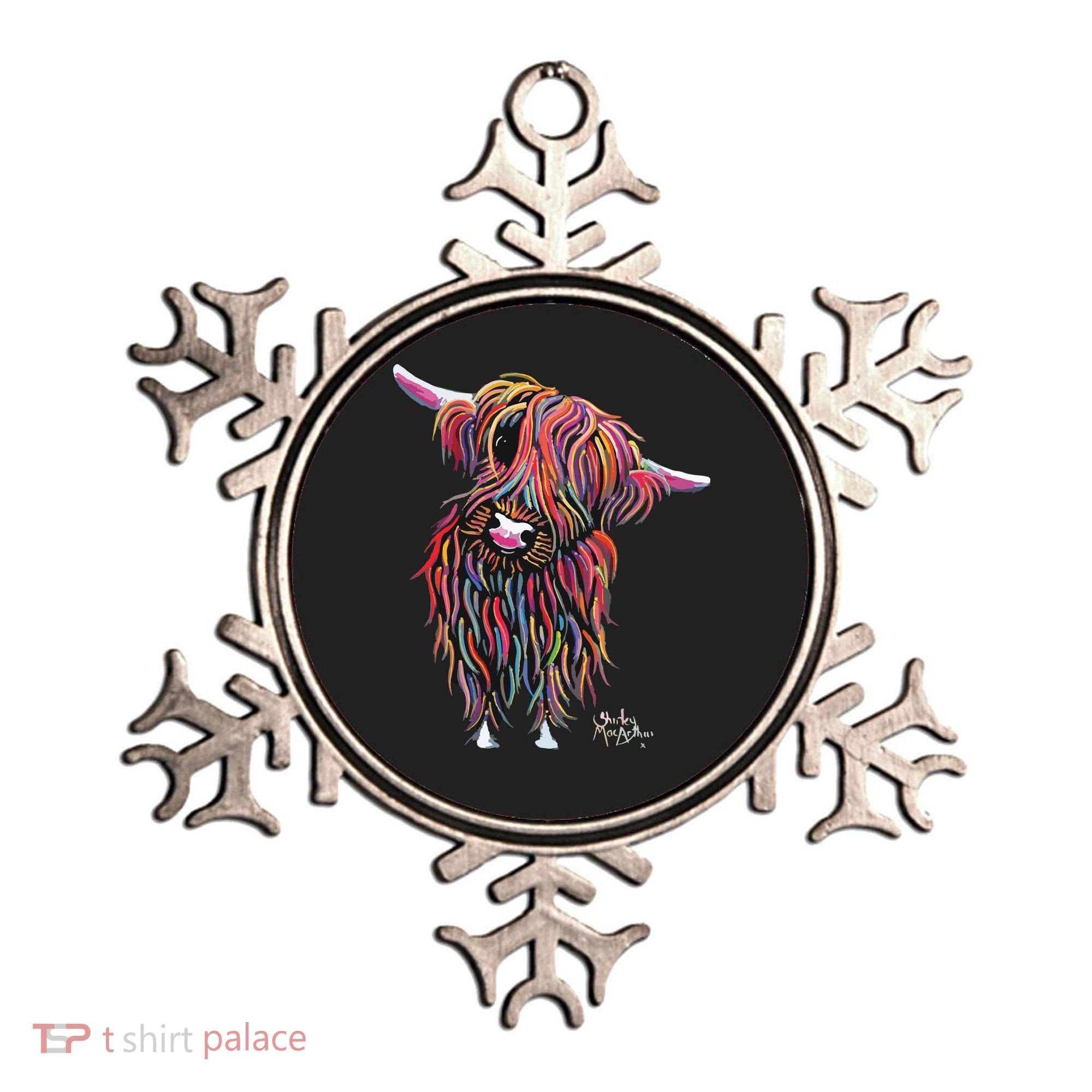 HiGHLaND CoW PRiNT ANiMaL PRiNT BoLLY Ornament