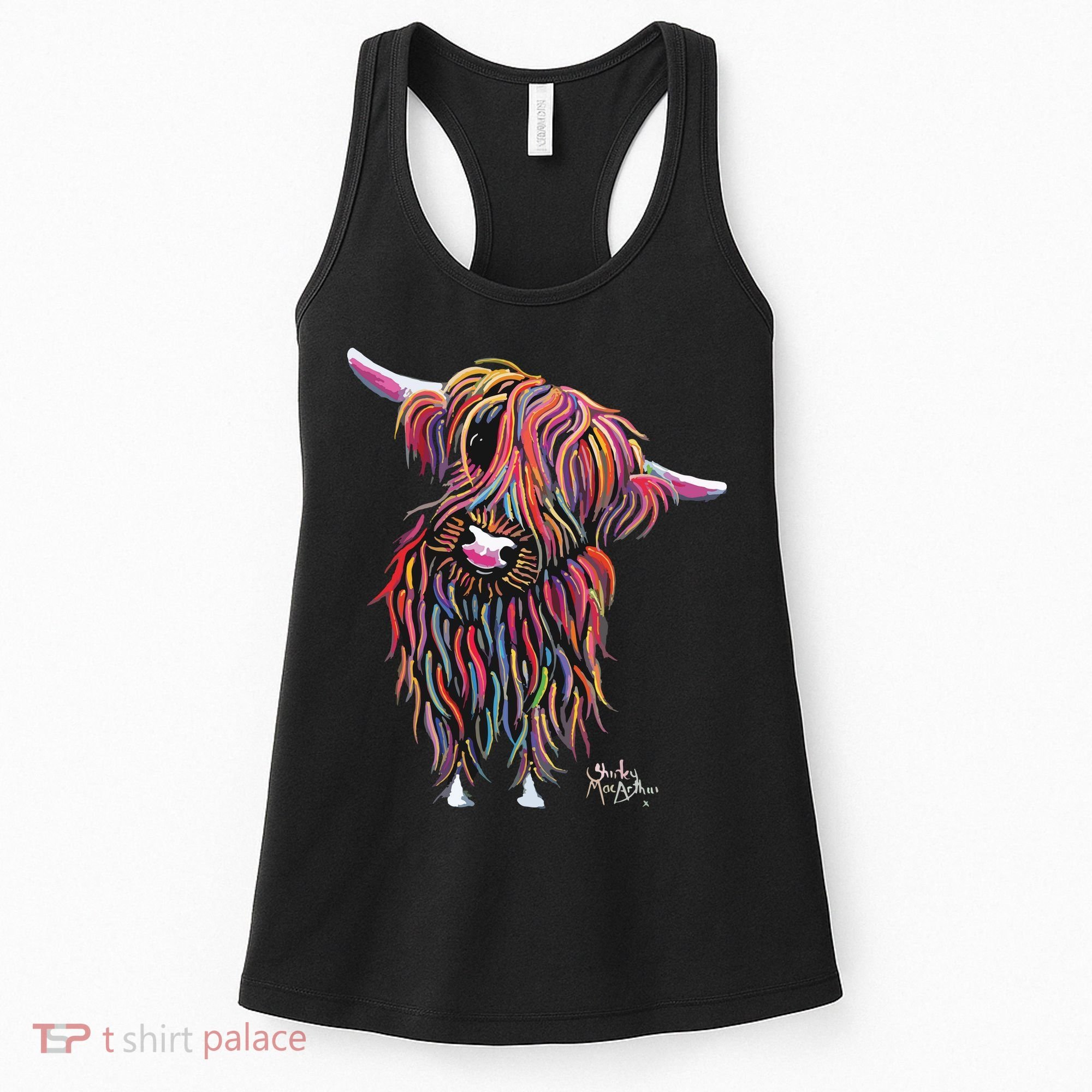 HiGHLaND CoW PRiNT ANiMaL PRiNT BoLLY Women's Tank Top
