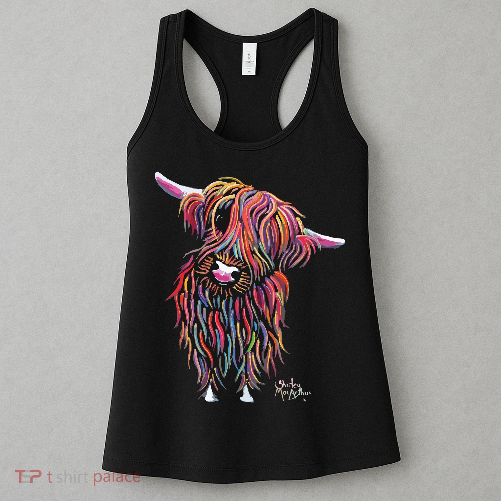 HiGHLaND CoW PRiNT ANiMaL PRiNT BoLLY Women's Tank Top