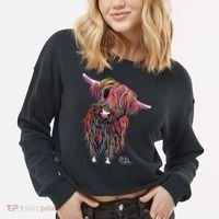HiGHLaND CoW PRiNT ANiMaL PRiNT BoLLY Cropped Pullover Crew thumb 2
