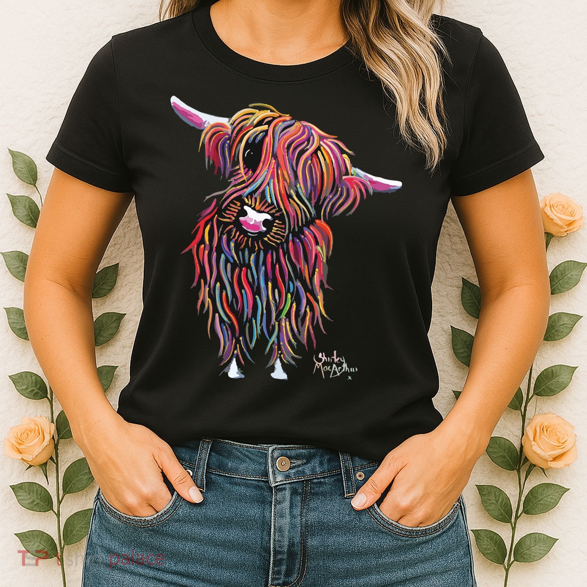 HiGHLaND CoW PRiNT ANiMaL PRiNT BoLLY Women's T-Shirt