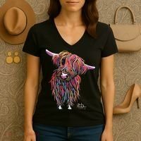 HiGHLaND CoW PRiNT ANiMaL PRiNT BoLLY Women's V-Neck T-Shirt thumb 3