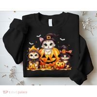 Halloween Cat Pumpkin Spooky Season Gift Sweatshirt thumb 2