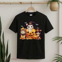 Halloween Cat Pumpkin Spooky Season Gift T-Shirt thumb 2