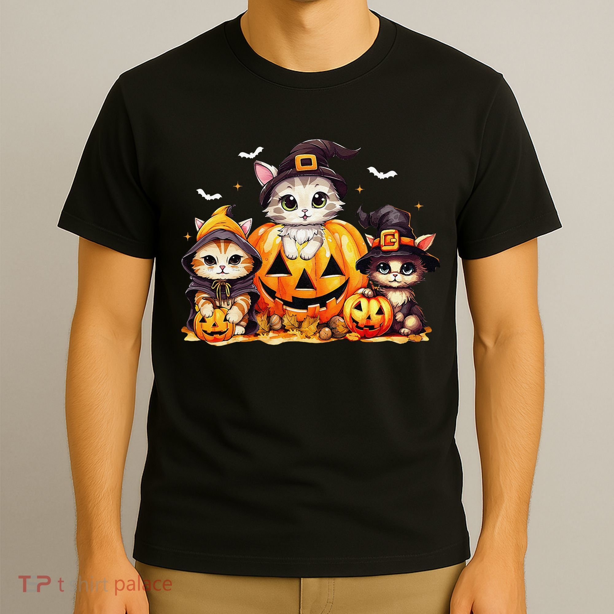 Halloween Cat Pumpkin Spooky Season Gift T-Shirt