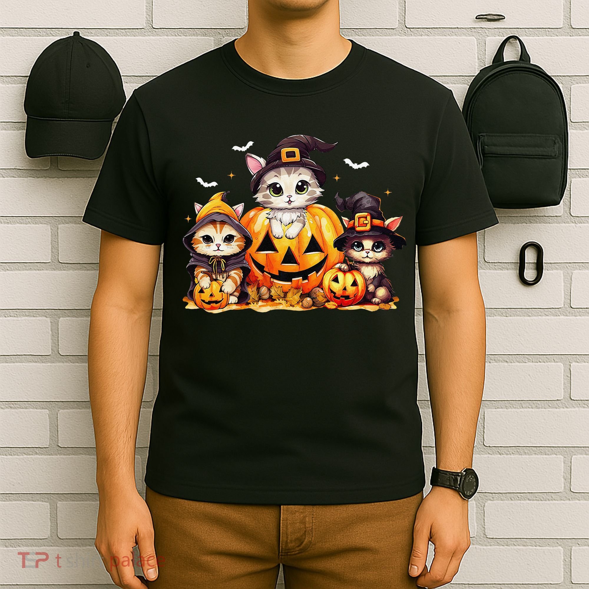 Halloween Cat Pumpkin Spooky Season Gift T-Shirt