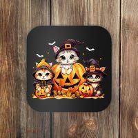 Halloween Cat Pumpkin Spooky Season Gift Coaster thumb 0