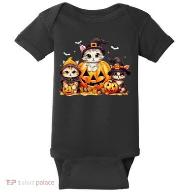 Halloween Cat Pumpkin Spooky Season Gift Baby Bodysuit