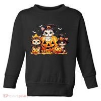 Halloween Cat Pumpkin Spooky Season Gift Toddler Sweatshirt thumb 0