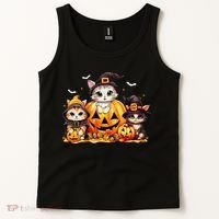 Halloween Cat Pumpkin Spooky Season Gift Tank Top thumb 2