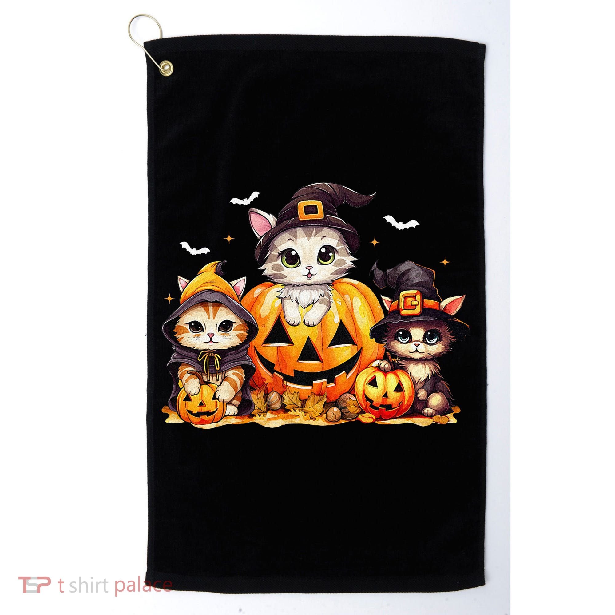 Halloween Cat Pumpkin Spooky Season Gift Golf Towel