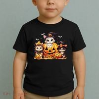 Halloween Cat Pumpkin Spooky Season Gift Toddler T-Shirt thumb 2