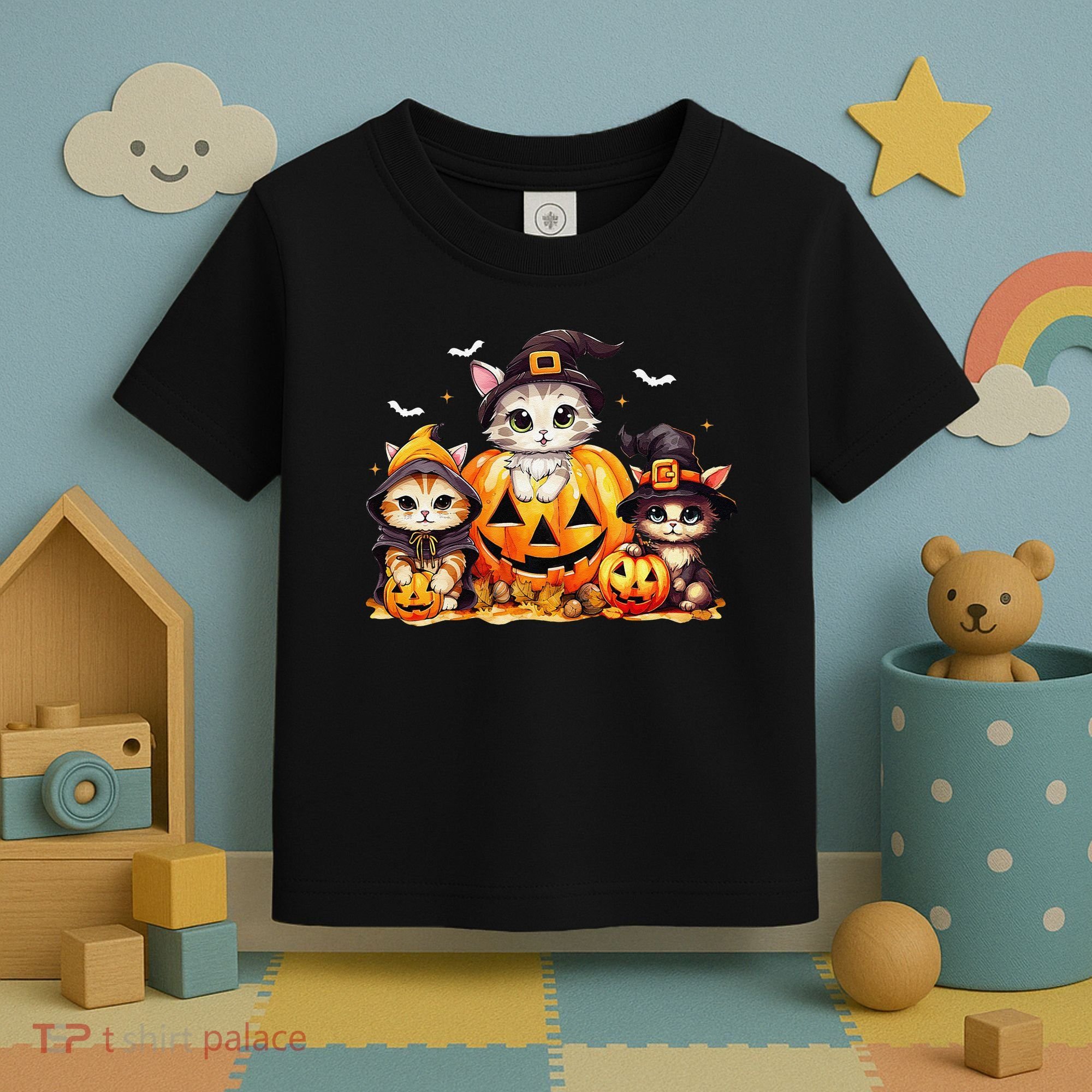 Halloween Cat Pumpkin Spooky Season Gift Toddler T-Shirt