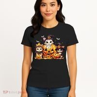 Halloween Cat Pumpkin Spooky Season Gift Women's T-Shirt thumb 4