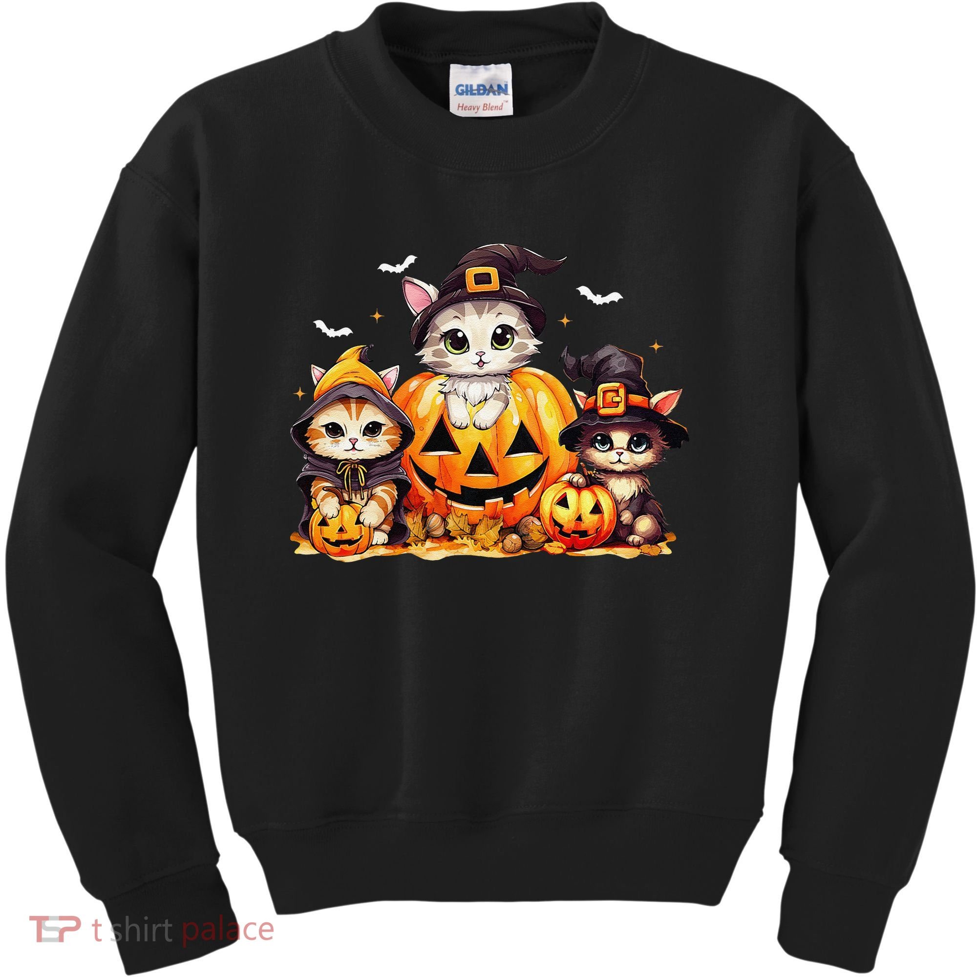 Halloween Cat Pumpkin Spooky Season Gift Kids Sweatshirt