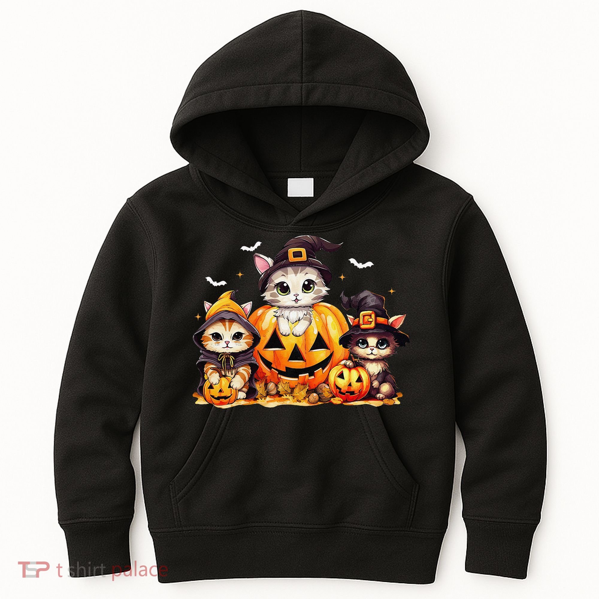 Halloween Cat Pumpkin Spooky Season Gift Kids Hoodie