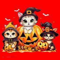 Halloween Cat Pumpkin Spooky Season Gift Santa Hat thumb 1