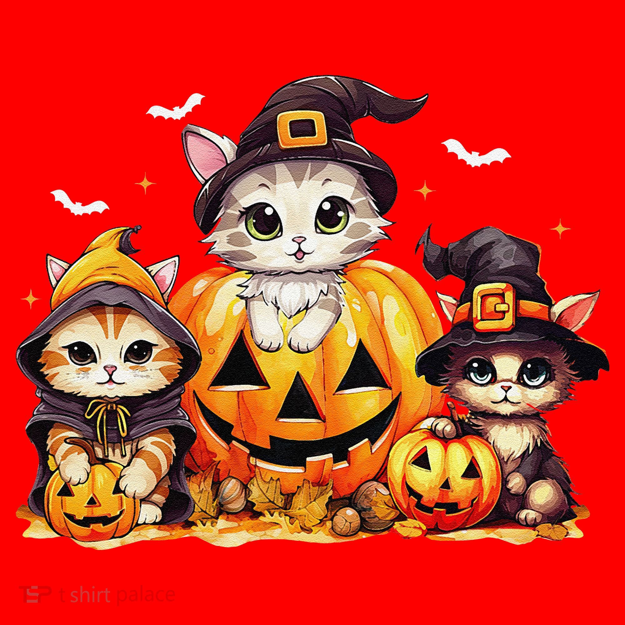 Halloween Cat Pumpkin Spooky Season Gift Santa Hat