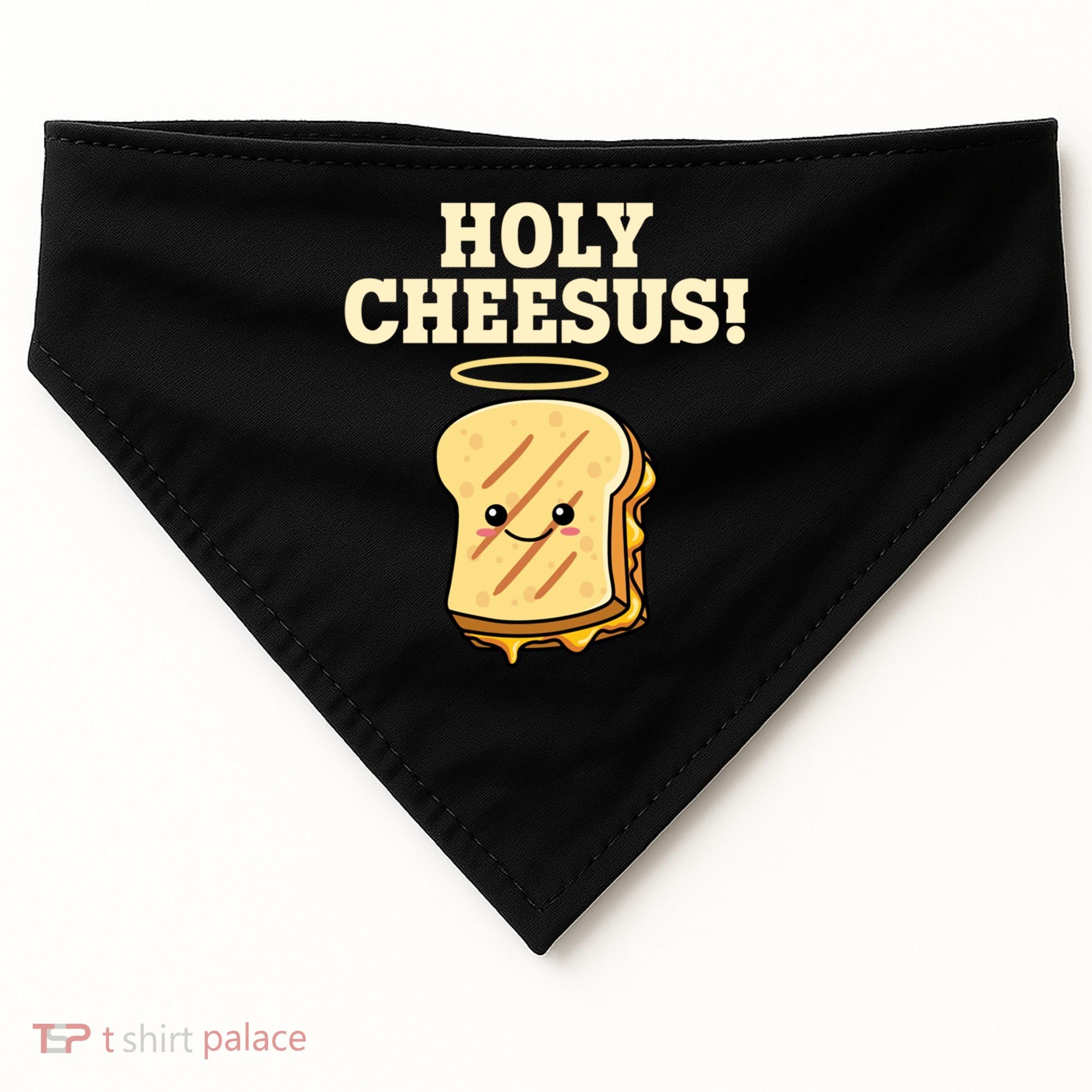 Holy Cheesus! Pun Grilled Cheese Lover Gift USA-Made Doggie Bandana
