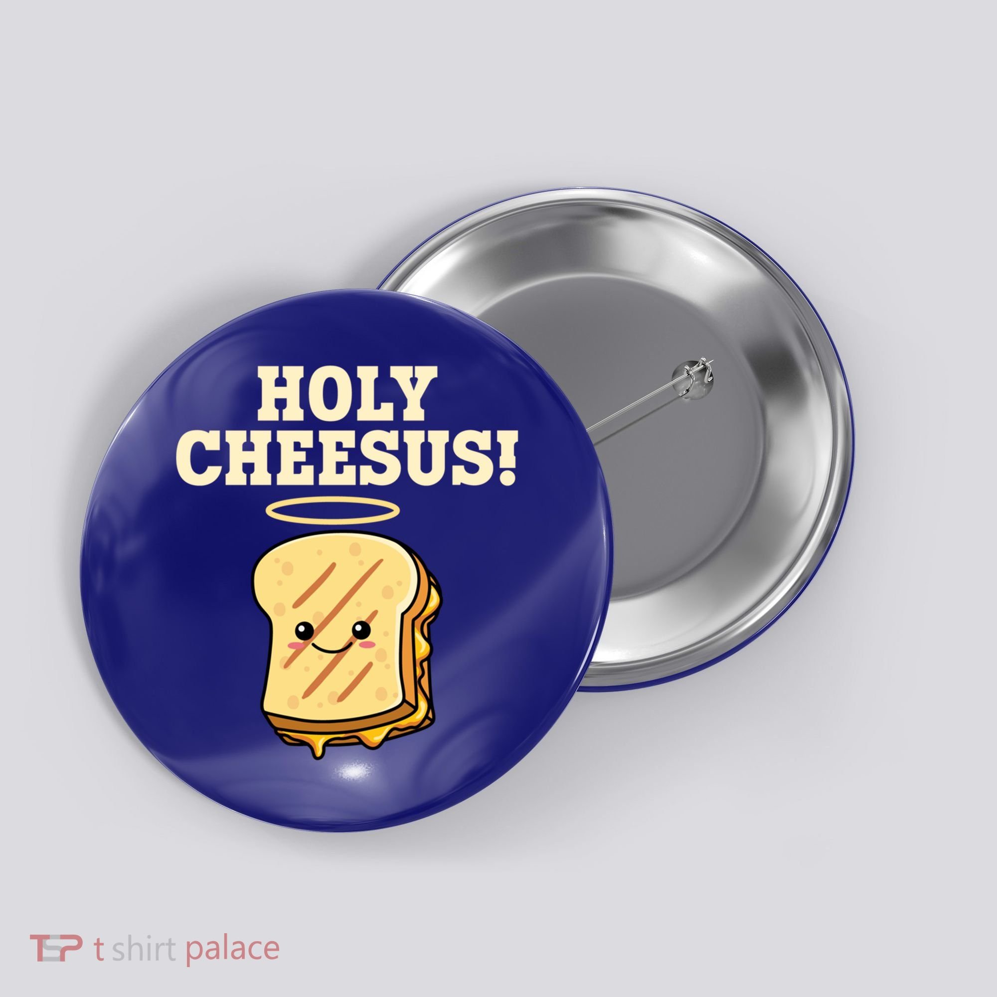 Holy Cheesus! Pun Grilled Cheese Lover Gift Button