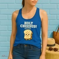Holy Cheesus! Pun Grilled Cheese Lover Gift Women's Tank Top thumb 2
