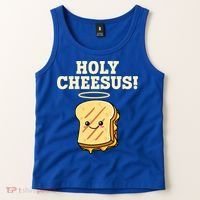 Holy Cheesus! Pun Grilled Cheese Lover Gift Tank Top thumb 2