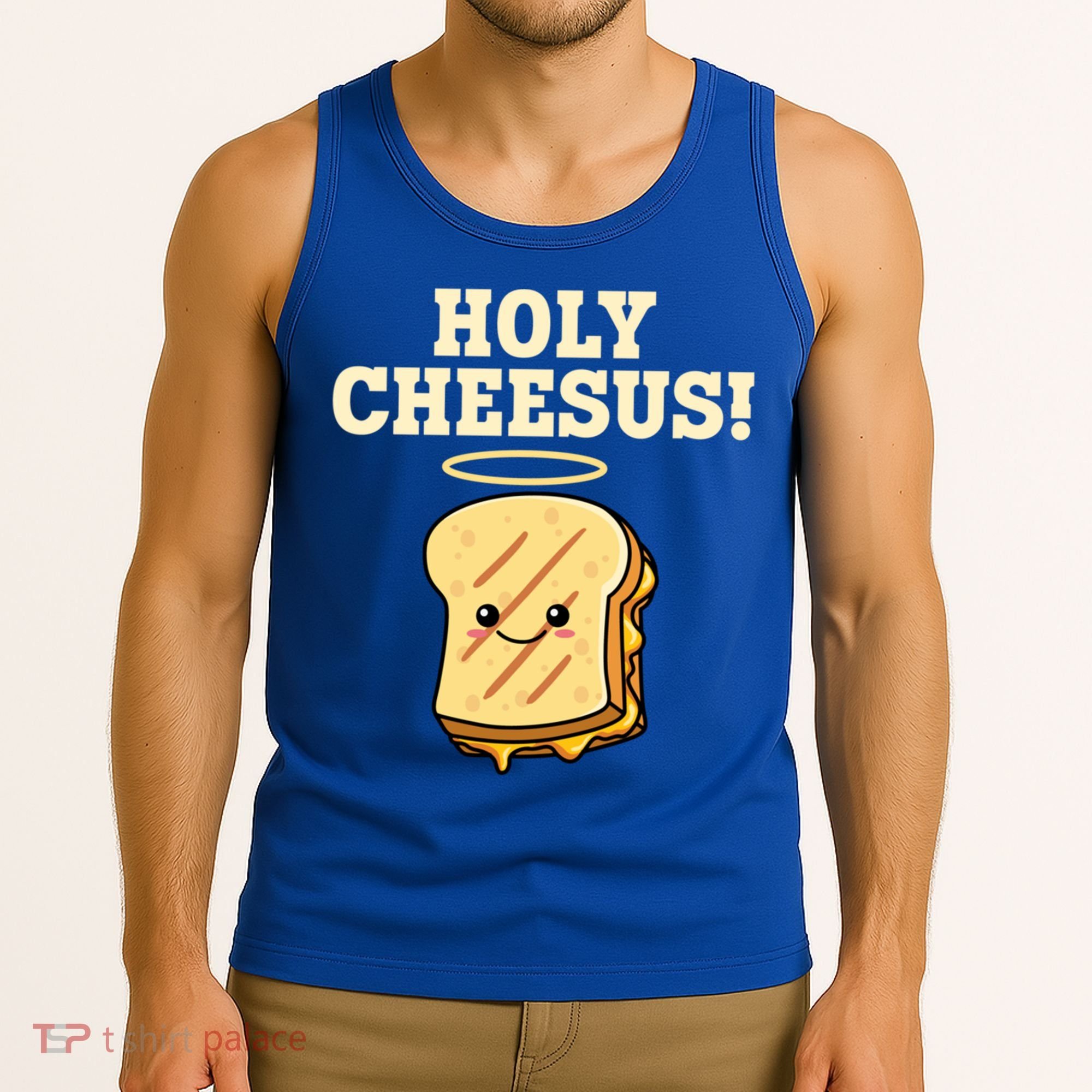 Holy Cheesus! Pun Grilled Cheese Lover Gift Tank Top