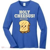 Holy Cheesus! Pun Grilled Cheese Lover Gift Women's Long Sleeve Shirt thumb 0