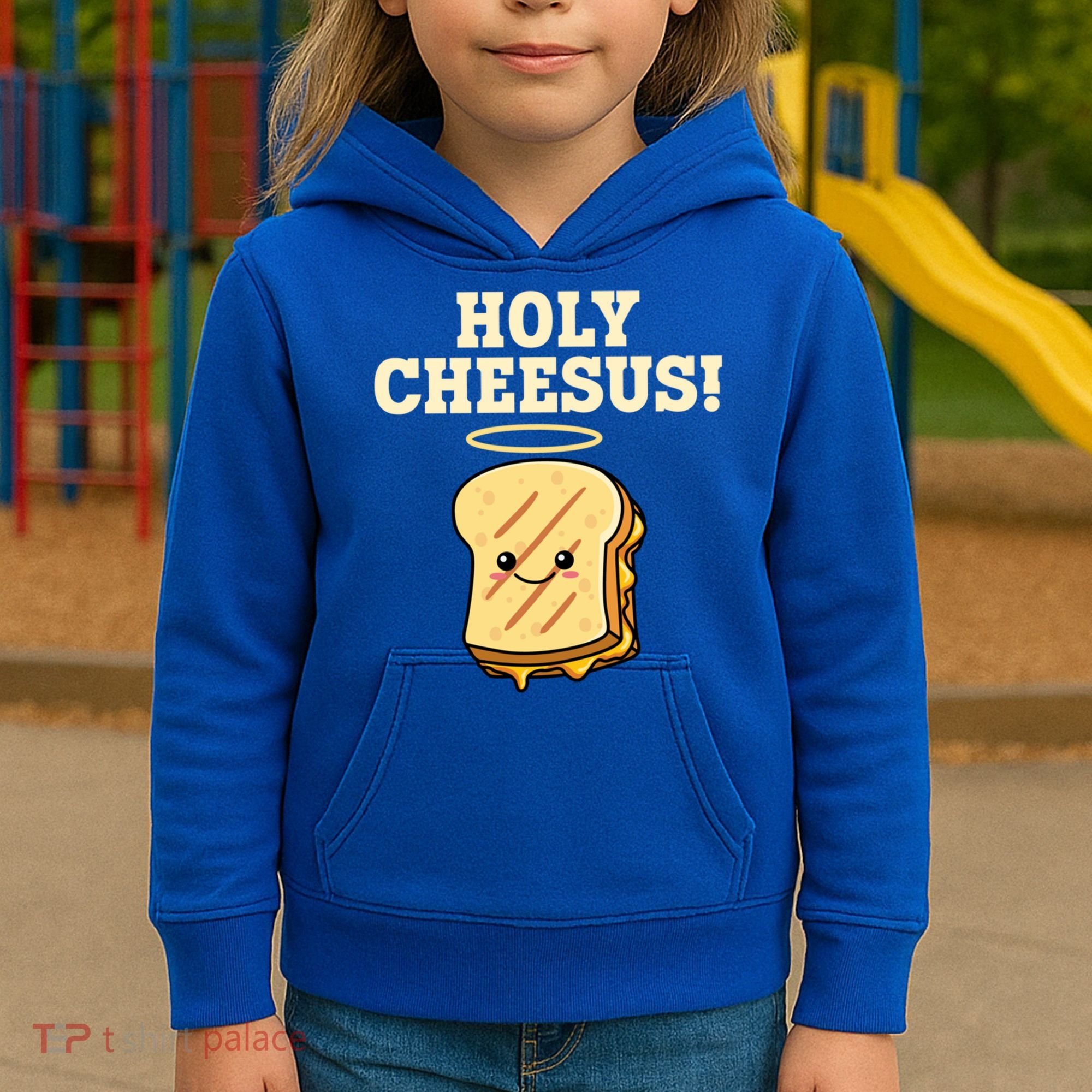 Holy Cheesus! Pun Grilled Cheese Lover Gift Kids Hoodie