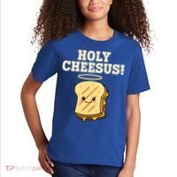 Holy Cheesus! Pun Grilled Cheese Lover Gift Kids T-Shirt thumb 2