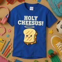 Holy Cheesus! Pun Grilled Cheese Lover Gift Kids T-Shirt thumb 3