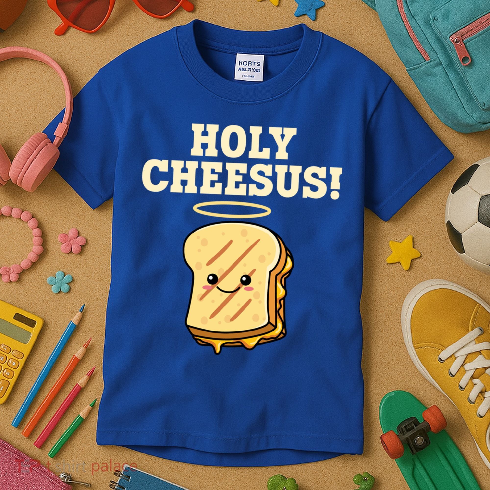 Holy Cheesus! Pun Grilled Cheese Lover Gift Kids T-Shirt