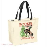 Hilarious Cowboy Rocking Christmas Tree Western Decor Tote Bag thumb 2