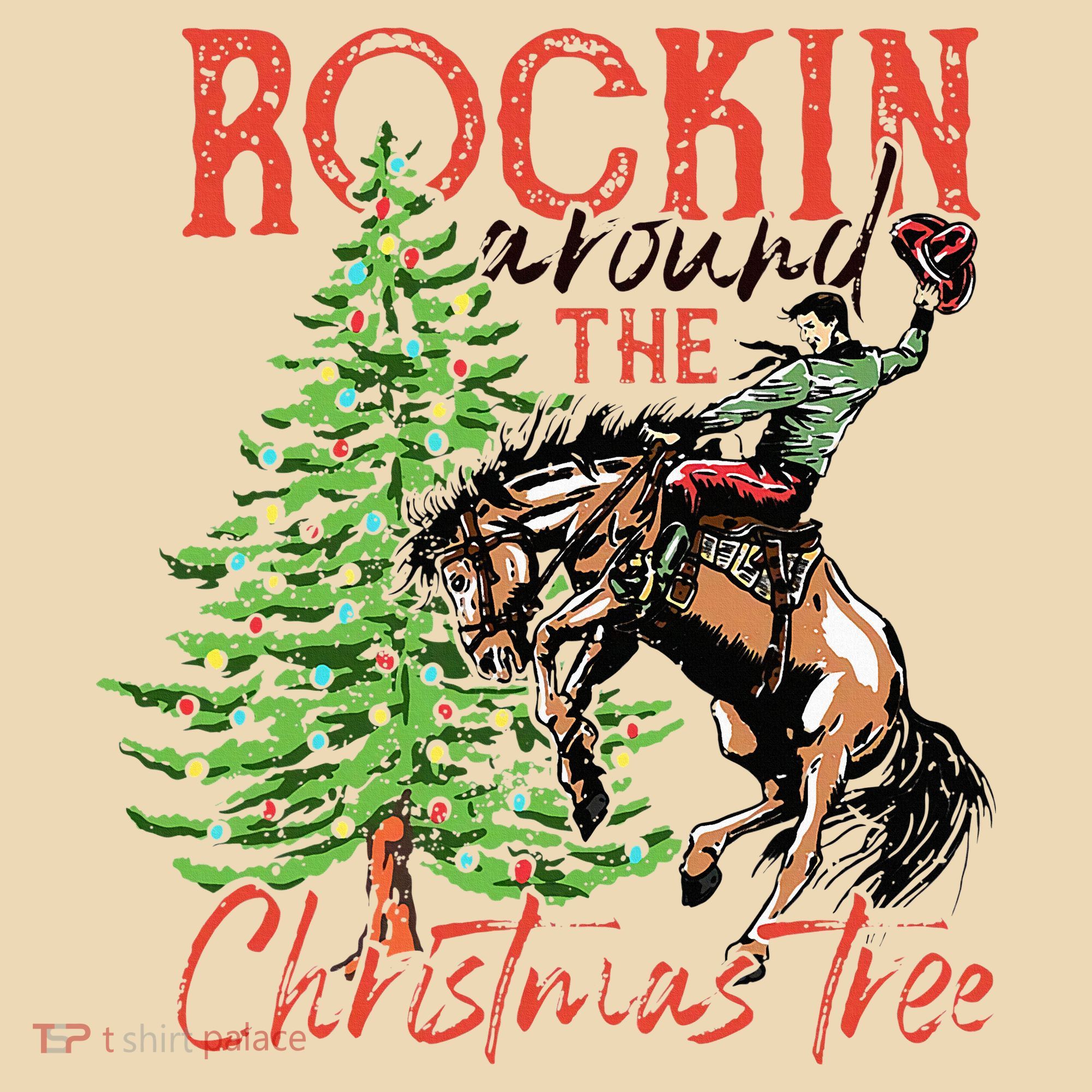Hilarious Cowboy Rocking Christmas Tree Western Decor Tote Bag