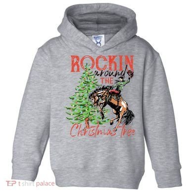 Hilarious Cowboy Rocking Christmas Tree Western Decor Toddler Hoodie