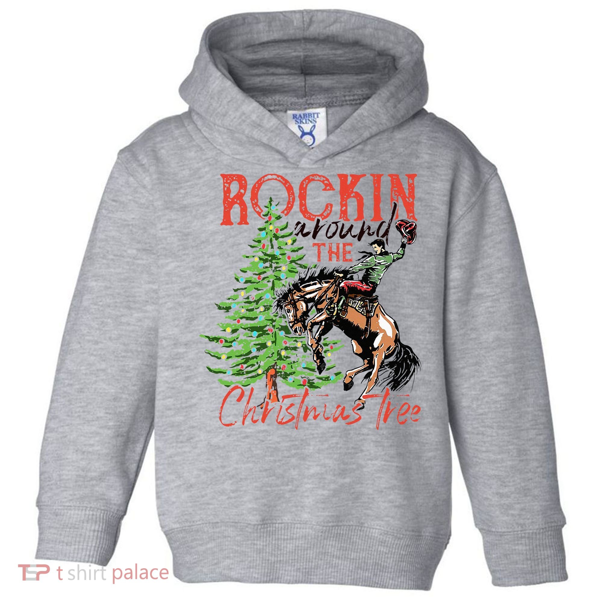 Hilarious Cowboy Rocking Christmas Tree Western Decor Toddler Hoodie