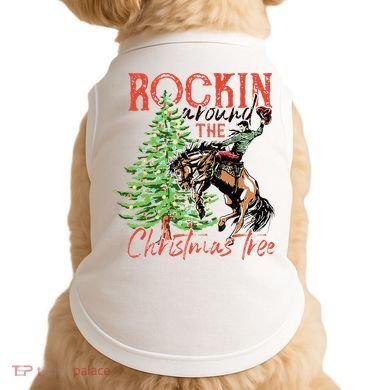 Hilarious Cowboy Rocking Christmas Tree Western Decor Doggie Tank