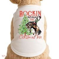 Hilarious Cowboy Rocking Christmas Tree Western Decor Doggie Tank thumb 0