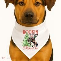 Hilarious Cowboy Rocking Christmas Tree Western Decor USA-Made Doggie Bandana thumb 1