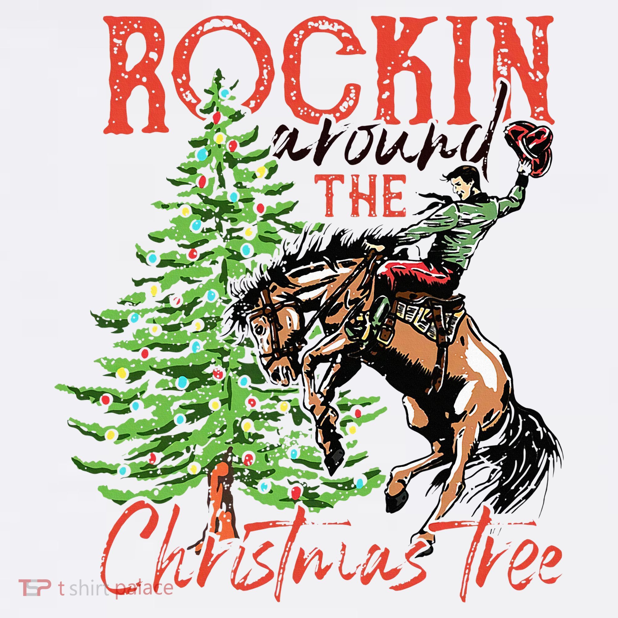 Hilarious Cowboy Rocking Christmas Tree Western Decor USA-Made Doggie Bandana