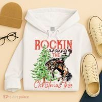 Hilarious Cowboy Rocking Christmas Tree Western Decor Hoodie thumb 4