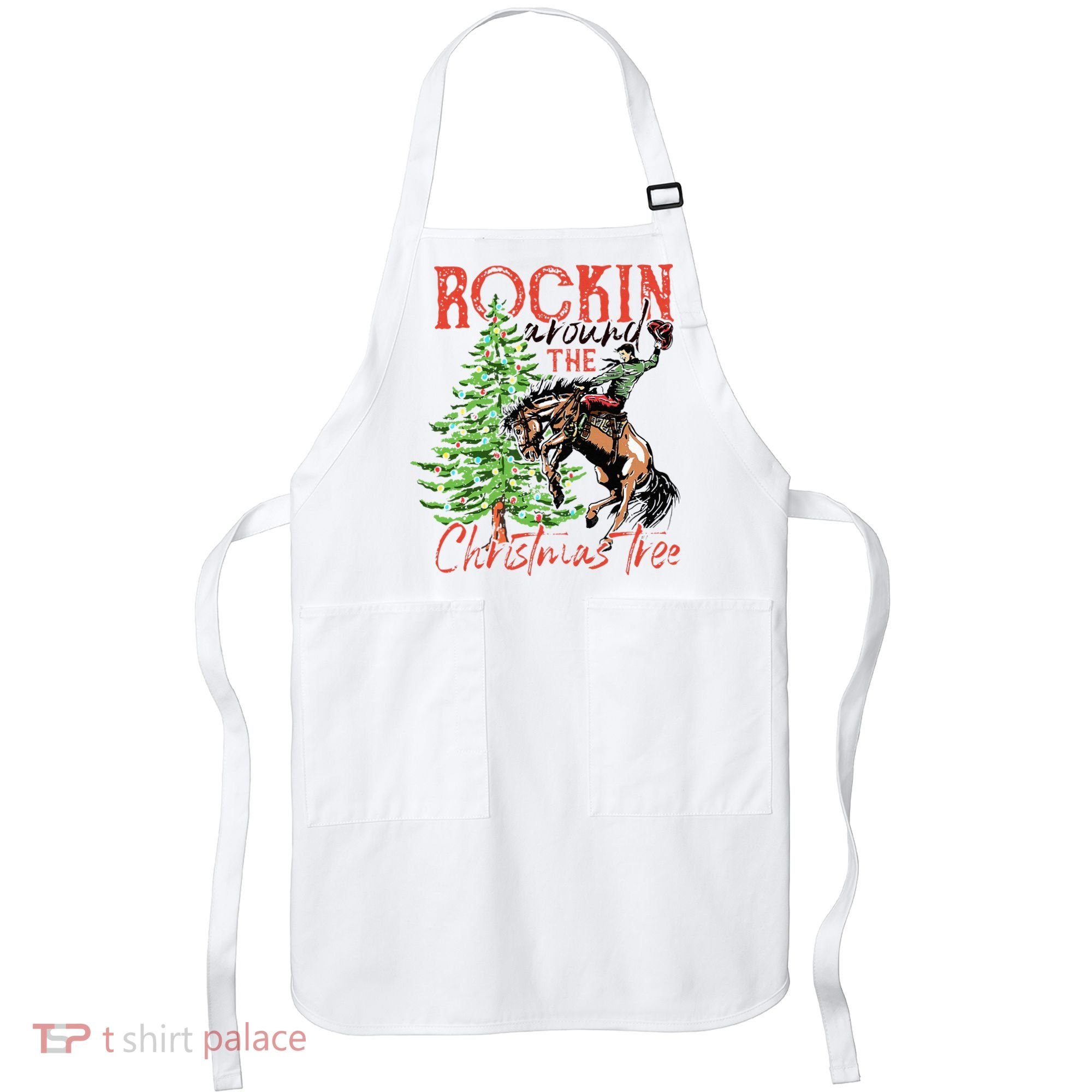 Hilarious Cowboy Rocking Christmas Tree Western Decor Apron