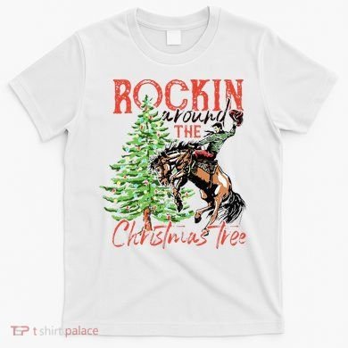 Hilarious Cowboy Rocking Christmas Tree Western Decor T-Shirt