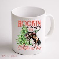 Hilarious Cowboy Rocking Christmas Tree Western Decor Coffee Mug thumb 1