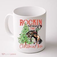 Hilarious Cowboy Rocking Christmas Tree Western Decor Coffee Mug thumb 0