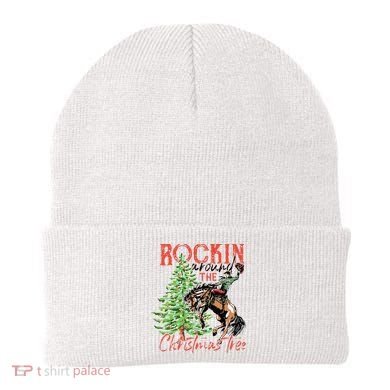 Hilarious Cowboy Rocking Christmas Tree Western Decor Beanie