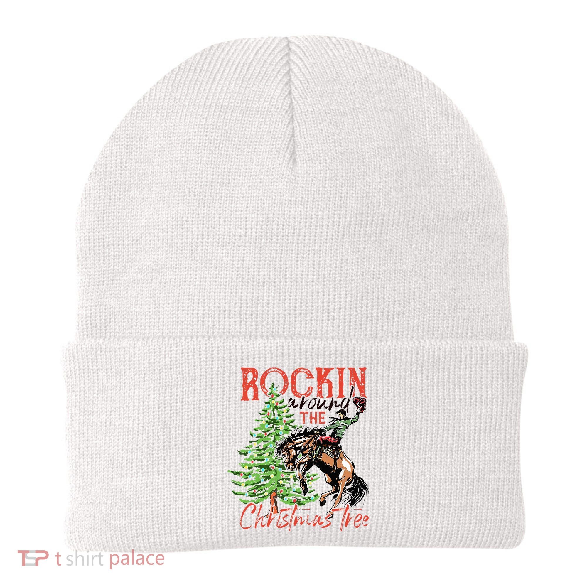 Hilarious Cowboy Rocking Christmas Tree Western Decor Beanie