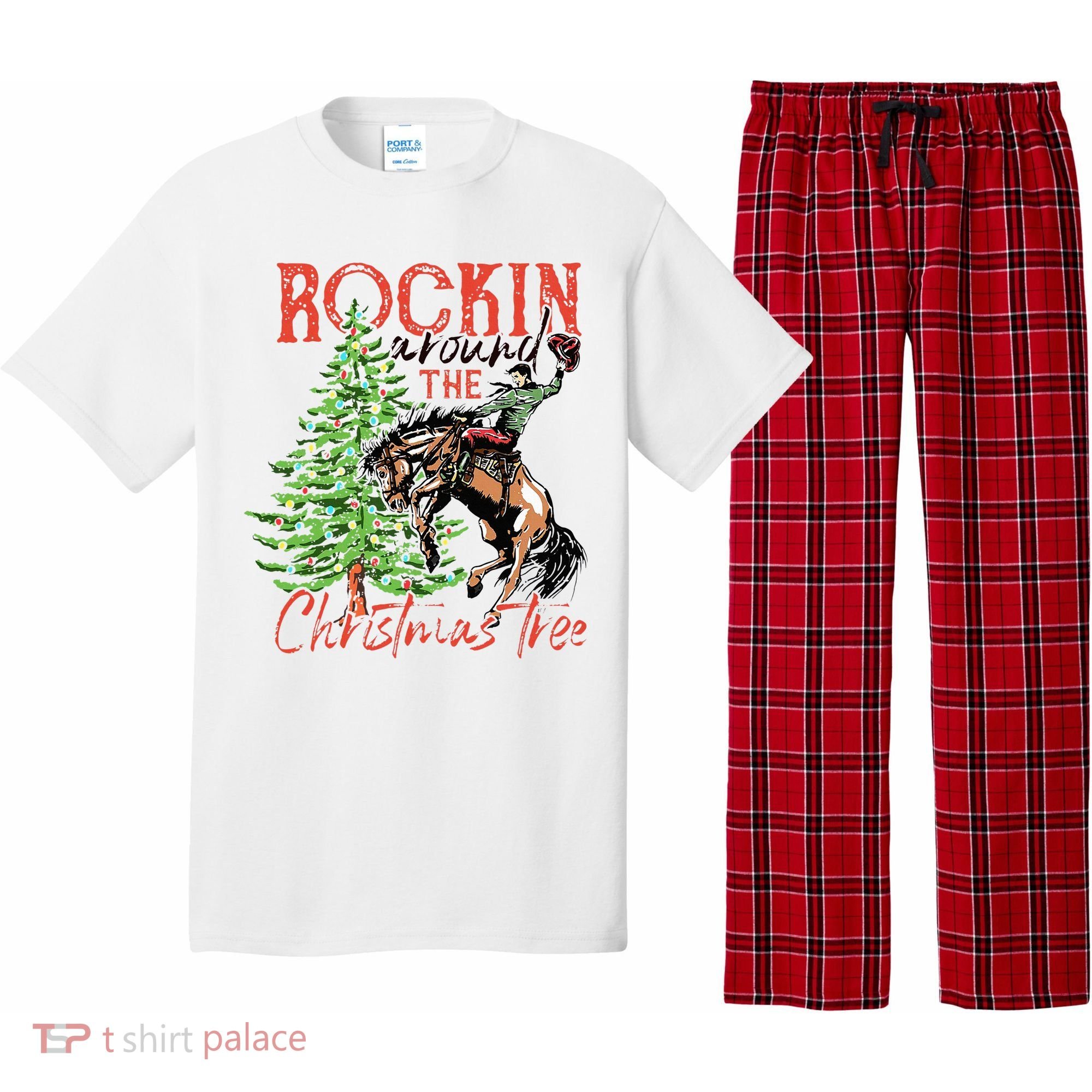 Hilarious Cowboy Rocking Christmas Tree Western Decor Pajama Set