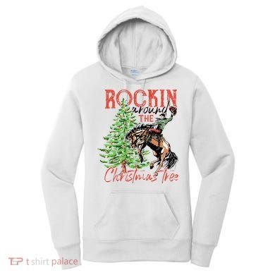 Hilarious Cowboy Rocking Christmas Tree Western Decor Women's Hoodie
