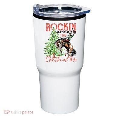 Hilarious Cowboy Rocking Christmas Tree Western Decor Tumbler